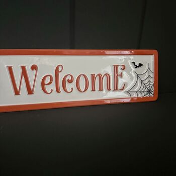 Metal 'A Wicked Welcome' Halloween Sign, 2 of 3