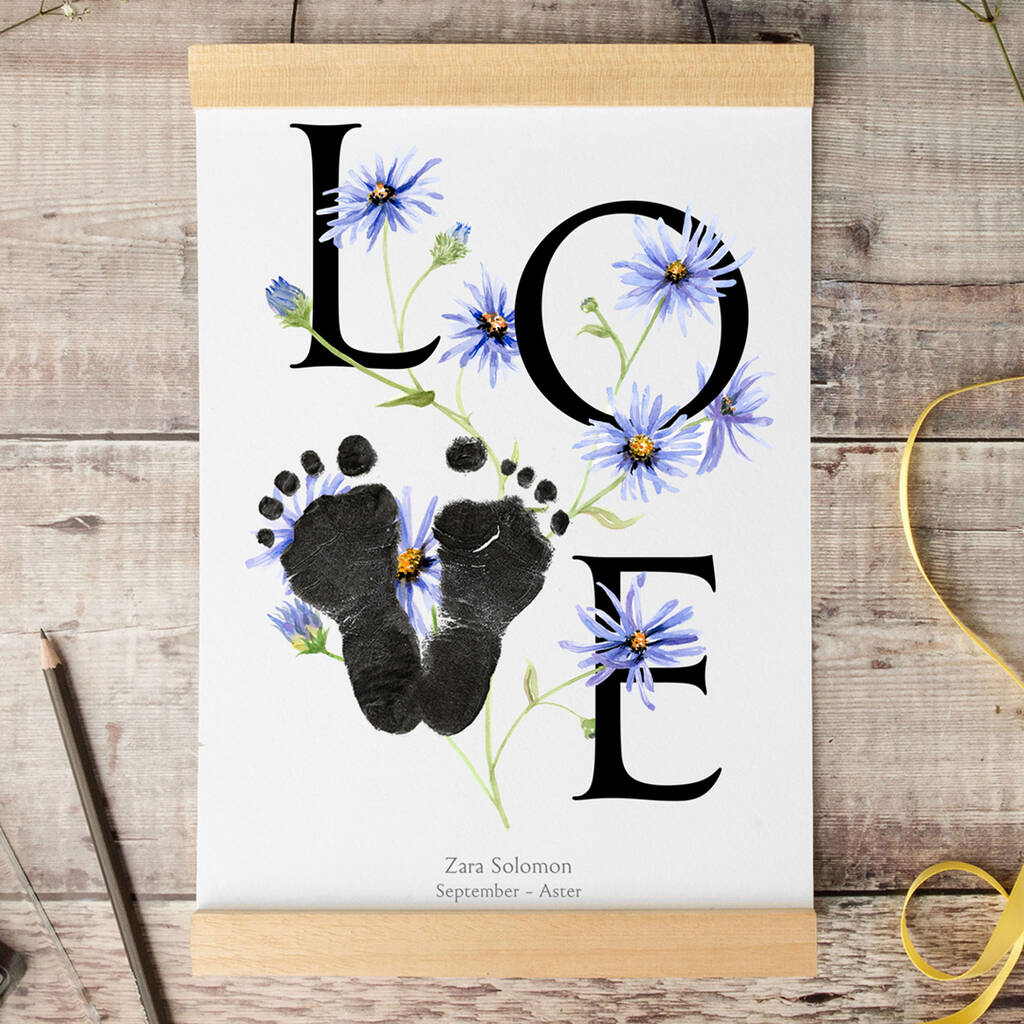 Birth Month Flower Footprint Kit September, Aster, 1 of 4