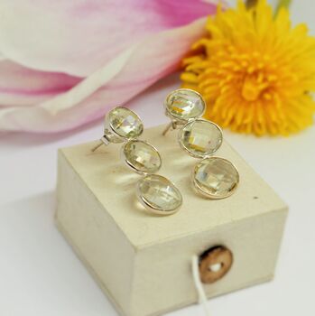 Green Amethyst Gold Plated Sterling Silver Earrings, 4 of 7