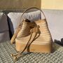 Personalised Lea Straw Drawstring Top Handle Bucket Bag, thumbnail 3 of 3