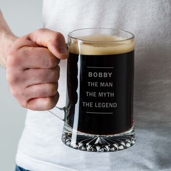 Personalised Pint Glass Beer Tankard For Him, 4 of 12