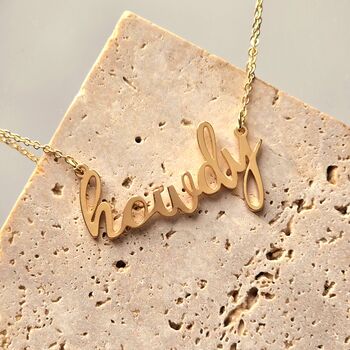 Howdy Script Necklace In Stainless Steel, 2 of 3