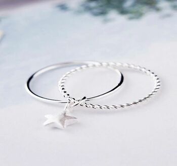 Sterling Silver Twinkle Little Star Midi Ring, 3 of 6