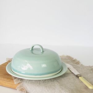 Handmade Ceramic Peacock Butter Dish, Designed in the UK by Hannah Turner.  Perfect Stylish Butter Container, Gift Boxed Pottery Butter Dish 