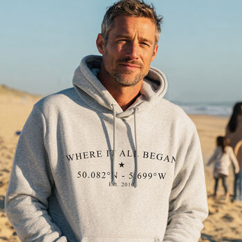 Personalised “Coordinates Hoodie – Where It All Began”, 3 of 12