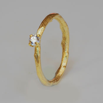 Gold Organic Ring With Diamond, 2 of 5