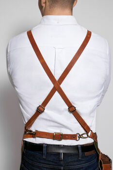 Personalised Leather Apron Cross Straps, 6 of 12