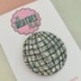 Large Disco Ball Glitter Resin Hair Clip / Retro Party Barrette / Oversized Silver Mirror Resin Slide / New Year's Eve Styling Accessory, thumbnail 4 of 7