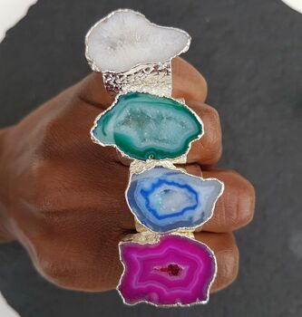 Green ‘Mega’ Crystal Gemstone Silver Plated Ring, 4 of 5