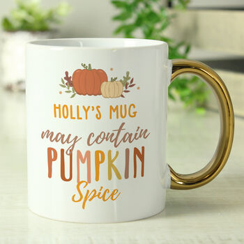 Personalised Pumpkin Spice Gold Handle Mug, 2 of 5