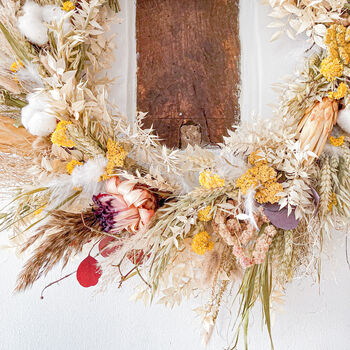 Dried Flower Wreath With Grasses And Proteas, 2 of 6