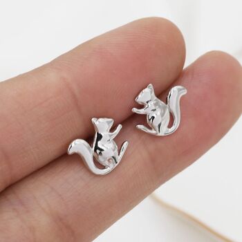 Squirrel Stud Earrings In Sterling Silver, 5 of 11