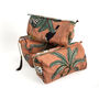 Jungle Print Cotton Washbag, Make Up Bag, With Waterproof Lining Set Of Three Peach, thumbnail 7 of 7