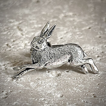 Wild Hare Cufflinks Antiqued Pewter, 5 of 5