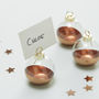 Rose Gold Dipped Glass Bauble Place Cards, thumbnail 1 of 3