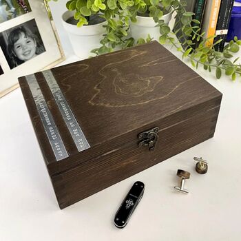 Wooden Cufflink And Watch Box With Copper Message, 3 of 9