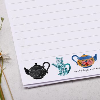 A5 Letter Writing Paper With Tea Cups And Tea Pots, 3 of 4