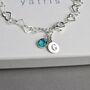 Sterling Silver Heart Linked Bracelet With Birthstone, thumbnail 2 of 7