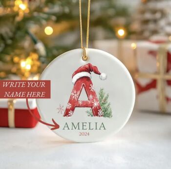 Ceramic Inital Christmas Ornament, 2 of 3