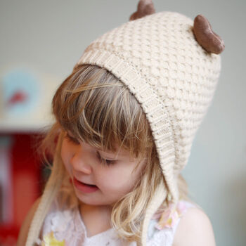 Corn Stitch Knit Reindeer Hat For Baby And Toddler, 6 of 11