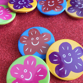Colourful Retro Happy Face Flower Badges, 5 of 6