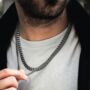 Men's Silver Matte Cuban Chain Stainless Steel Necklace 4mm, thumbnail 9 of 12