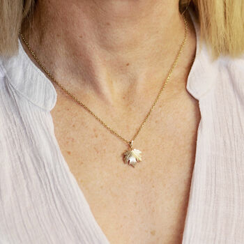 Maple Leaf Necklace In 9ct Gold, 4 of 10