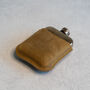 Tan Brown Leather Cased Hip Flask 6oz In Silver /Copper, thumbnail 2 of 10