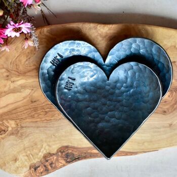 Hand Forged Iron Hearts Dish Set, Couples Gift, 2 of 12
