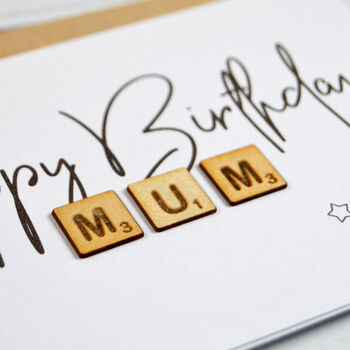 Happy Birthday Mum Wooden Tiles Card, 2 of 2