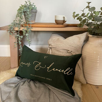 Couple’s Date Personalised Velvet Scatter Cushion, 3 of 6