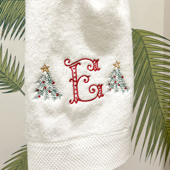 Christmas Monogram Luxury Hand Towels, 2 of 5