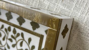 Wood Serving Tray With Handle, Ottoman Tary, Inlay Craft, 4 of 12