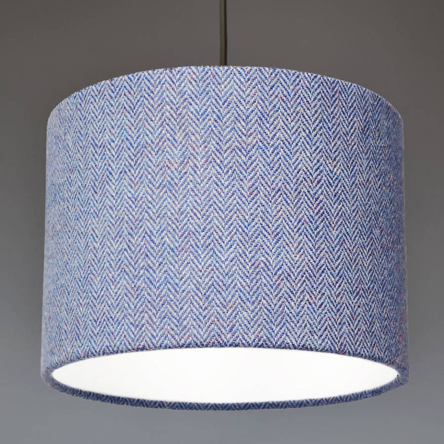 Blue Herringbone Harris Tweed Lampshade By Quirk Blue Herringbone Harris Tweed Lampshade