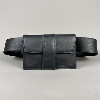 Mini Black Leather Belt Bag, 4 of 10