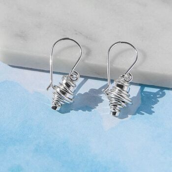 Coiled Polished Silver Stud Earrings, 6 of 10