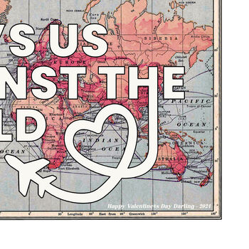 'Us Against The World' Personalised Map Print, 3 of 3