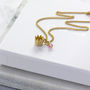Gold Plated Crown Birthstone Necklace, thumbnail 1 of 9