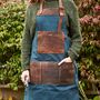 Personalised Blue Canvas And Leather Apron, thumbnail 1 of 6