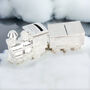 Personalised Silver Plated Train Money Box With Tooth And Curl Trinket, thumbnail 1 of 5