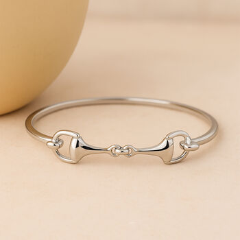 Small Sterling Silver Snaffle Bangle, 8 of 9