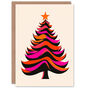 Vibrant Tree Orange Pink Fuchsia Xmas Christmas Card, thumbnail 1 of 4