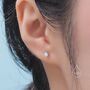 Sterling Silver Four Prong Cz Internally Threaded Flat Back Earrings, thumbnail 4 of 11
