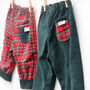 Reversible Baby Kids Red Tartan Cord Trousers, thumbnail 4 of 7