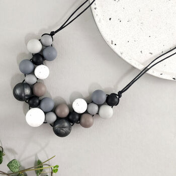 Geometric Monochrome Black, Granite Silicone Necklace, 4 of 7