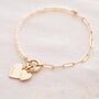 Freshwater Pearl And Chain Double Heart Personalised Bracelet, thumbnail 5 of 12