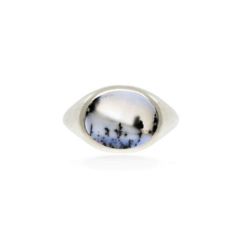 Snow Agate Signet Ring Silver/Gold, 9 of 12