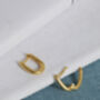 Molten U Shaped Huggie Hoop Earrings 18 K Gold Plated, thumbnail 2 of 6