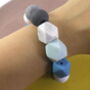 Chunky Geometric Blue And Grey Bead Bracelet, thumbnail 2 of 2