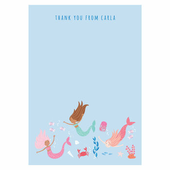 Personalised Mermaid Pattern Thank You Cards, 2 of 4